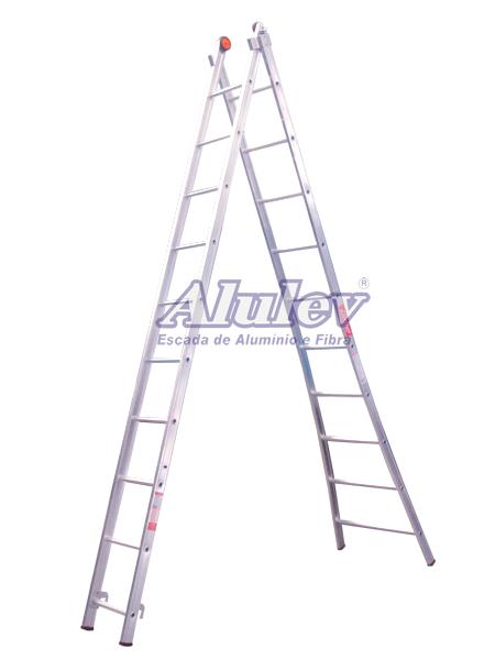 Escada esticavel dupla 9 degraus aluminio cod 11187