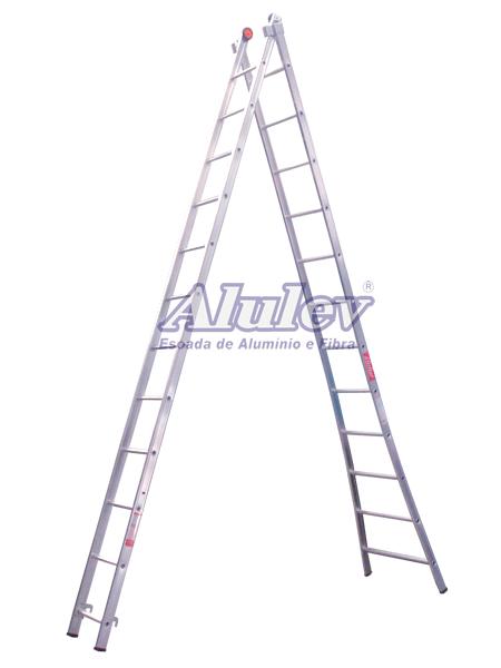 Escada esticavel dupla 13 degraus aluminio cod 11185