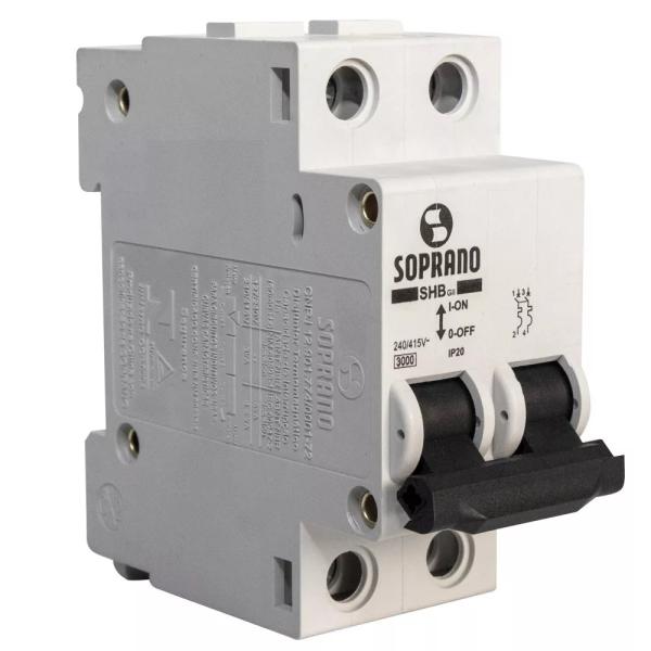 Disjuntor Bipolar 40A - 3KA - Curva C - SHB2 GII-C040A cód.4655