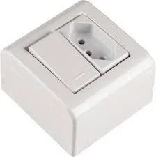 CJ CX+TAMPA+INTERRUPTOR+1 TOMADA 2P+T 10A/250V SOBREPOR BRAN cód.4981