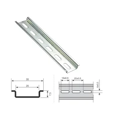 TRILHO DIN FERRO ZINCADO 35 X 7,5 X 2000MM PERFUR cód.8090